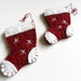 Handmade Christmas Wool Felt Ornament Snowflake on Red Stocking Santa's Boot Set of 2