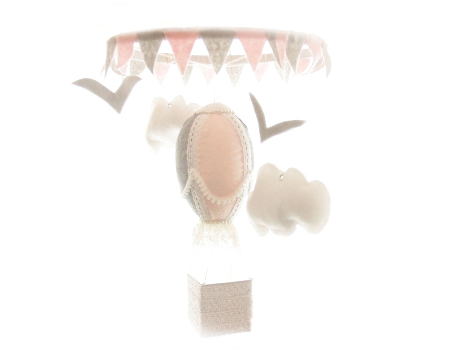 Nursery Mobile- Hot Air Balloon- Girl