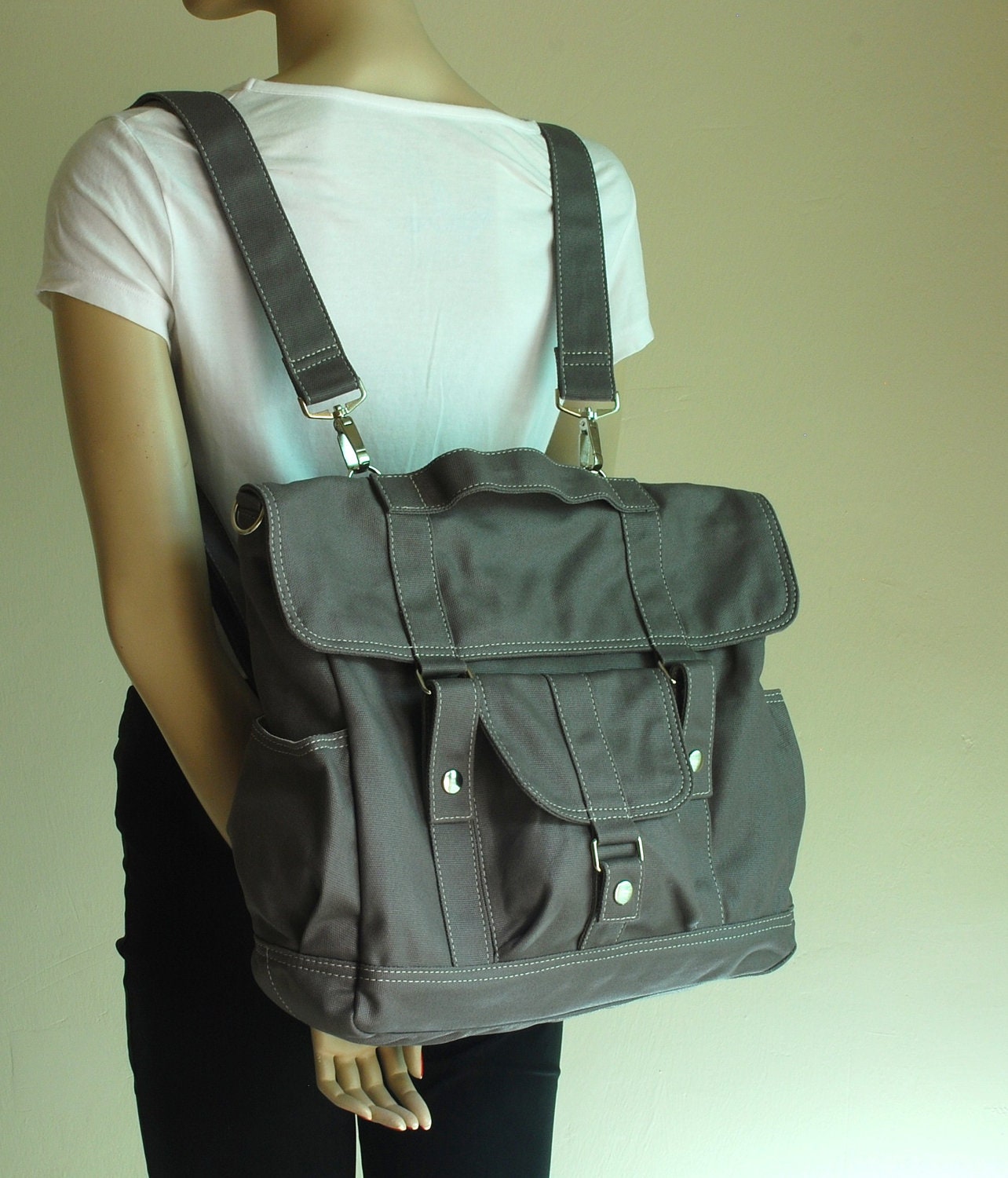 SALE up to 20% - Pico2 Backpack in Wax Dark Grey Messenger / Shoulder / Diaper / Satchel / Rucksack / Handbag / Laptop Bag / Wallet