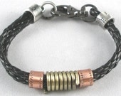jewelry leather bracelet buckle bracelet men bracelet punk rock bracelet made of double black leather metal cuff bracelet  SH-0611