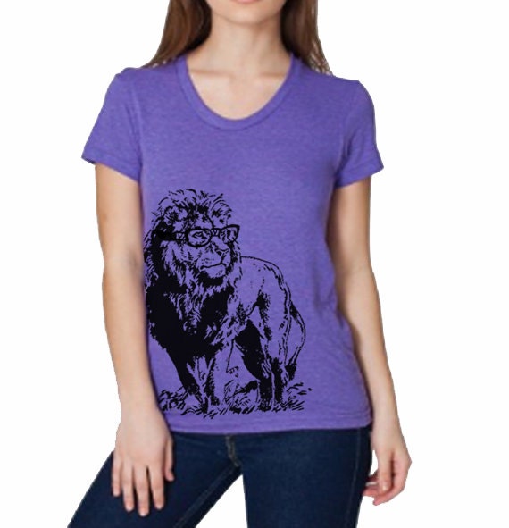 Womens Lion Professor T Shirt - American Apparel Tshirt - S M L XL (20 Color Options)
