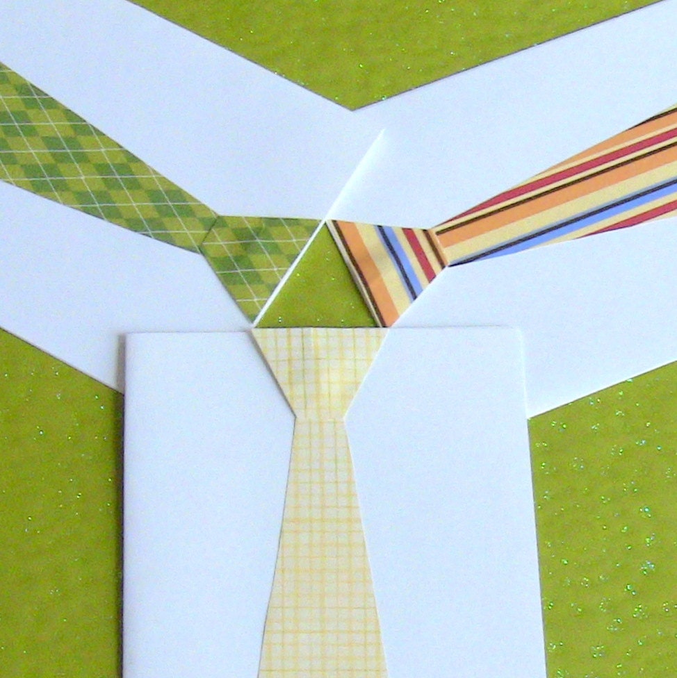 Custom Colors / Patterns Necktie Cut Out Cards / Stationery Set of 8 Great for Weddings - Made to Order