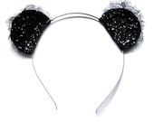 Glitter Bear/Mouse Ears with Eyelash Lace
