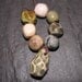 Handmade Ceramic Beads x 7 & Faceted Pendant Set Green Sage Ivory
