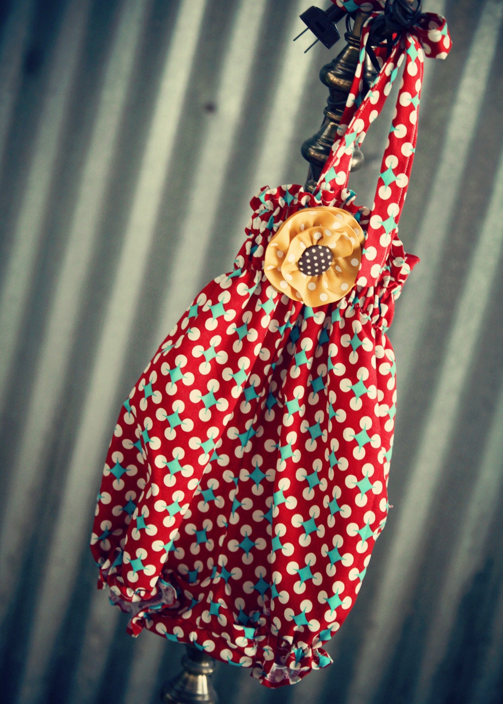 Infant Rodeo Circus Baby Bubble with Detachable Golden & Brown Flower with Halter Back