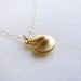Gold fortune cookie necklace - fortune cookie on gold filled necklace