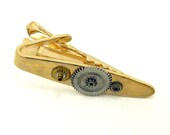 Brass Gear Mens Tie Clip