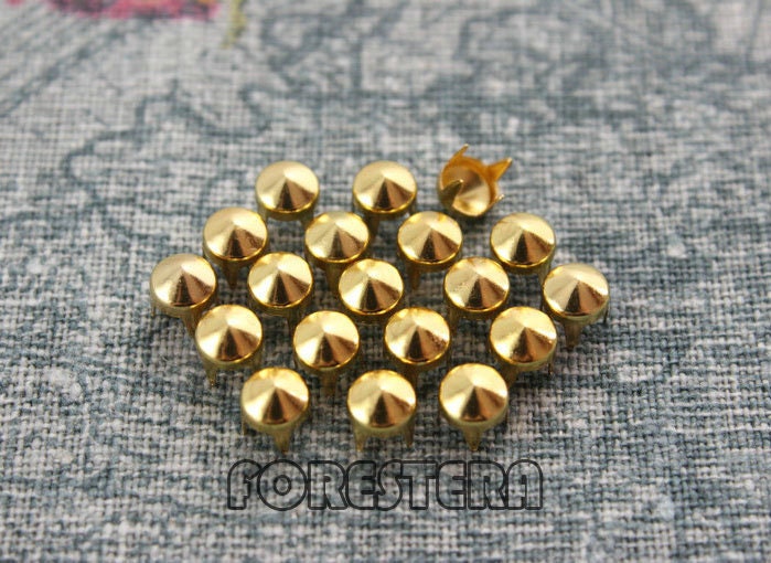 100Pcs 5mm Gold CONE Studs Metal Studs (JC05)