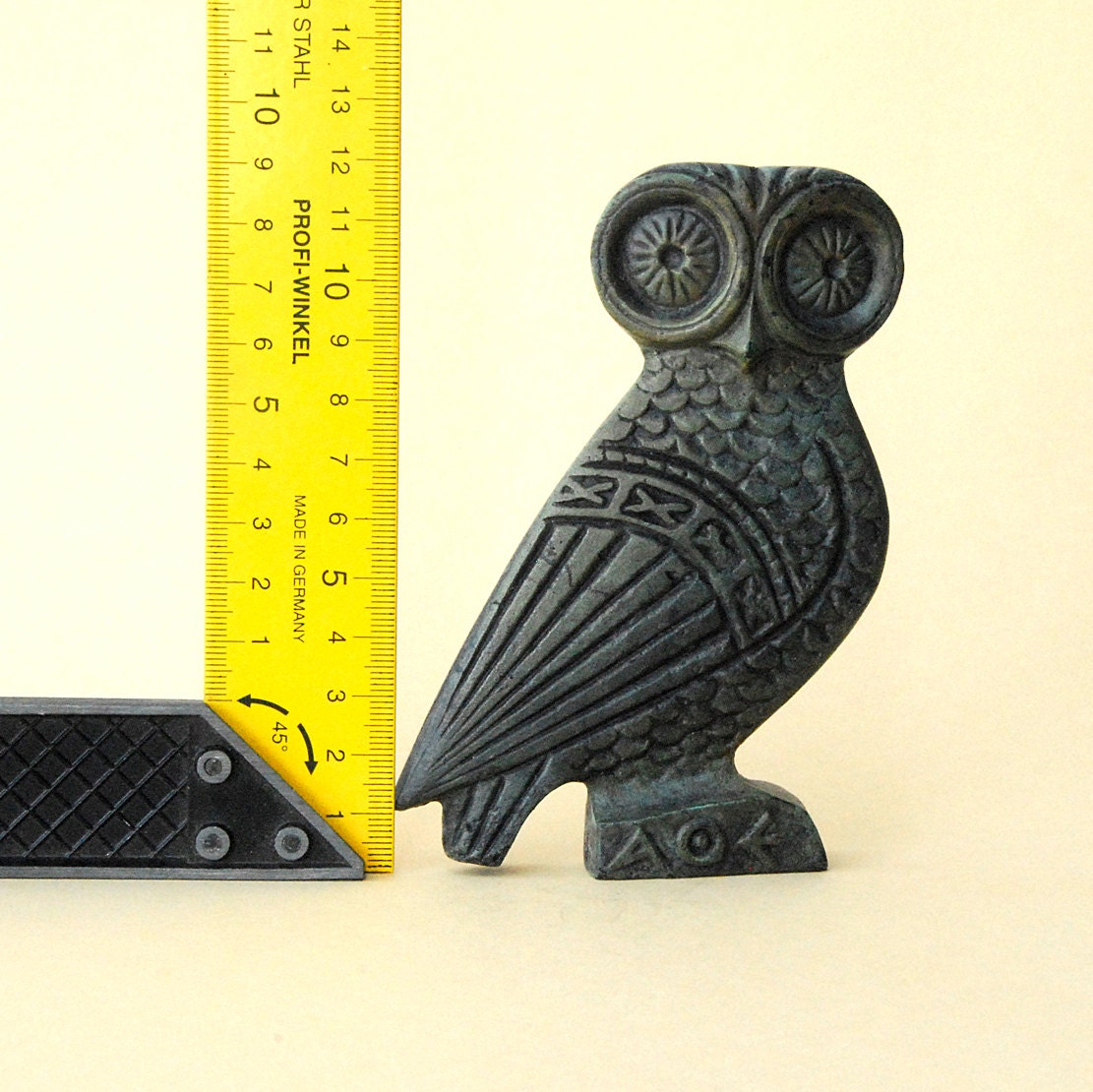 Owl Verdigris Bronze Greek Sculpture