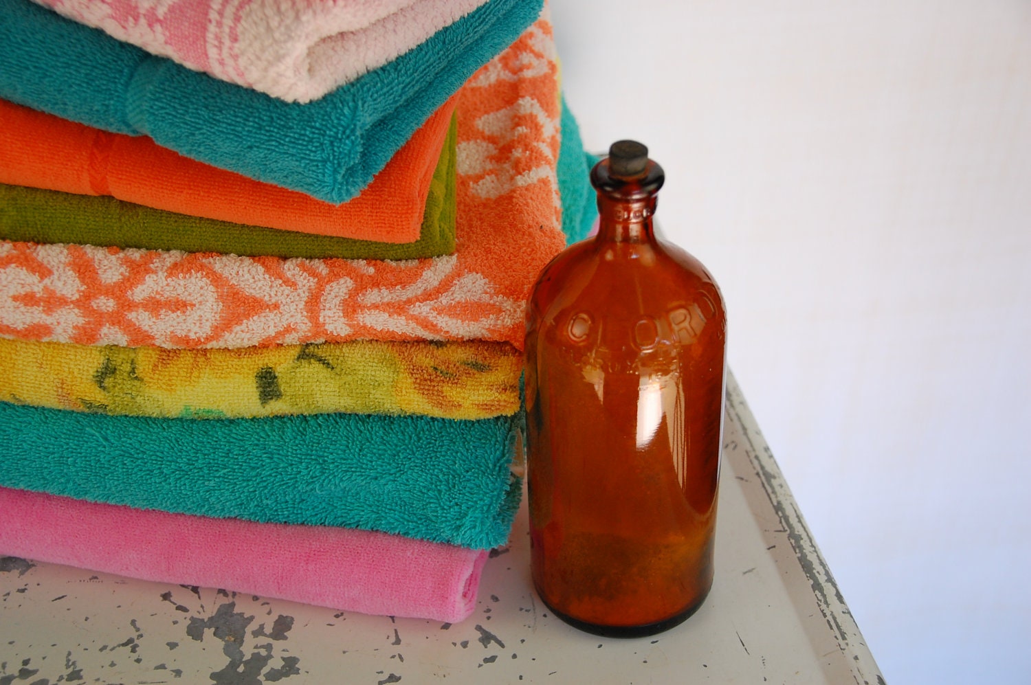 Lovely Old Amber Glass Clorox Bottle with Stopper