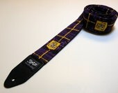 Guitar strap made with LSU fabric - Graduation Gift - Geaux Tigers - Bayou Bengals