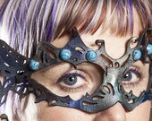 MADE TO ORDER, Water Fae, Sylph Leather Mask, Filigree, Turquoise, Cosmic, Ocean, Fairy, Mermaid