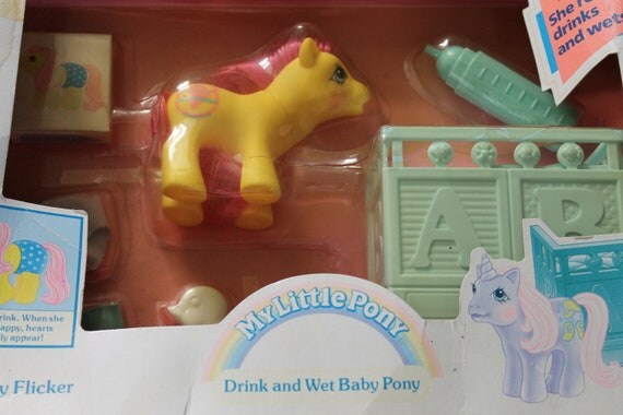 My Little Pony UK Drink & Wet Baby Pony-Baby Flicker Vintage G1 Rare