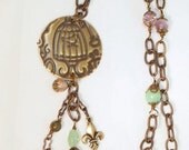 Vintage Look Bird Cage Necklace. Czech Vintage Glass Beads. Victorian Pendent Necklace. CKDesigns.us