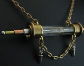 Steampunk Pendant Jewelry Necklace Glass Vial Handmade Vintage Clock Parts Steam Costume Prop Cosplay