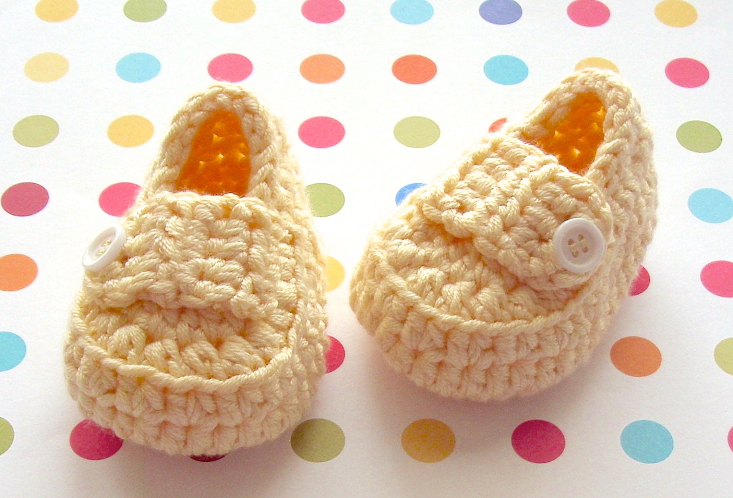 Baby Girl Booties - Modern Crochet Baby Fashion - 6 to 9 Months - Infant Size 3 - Gift Boxed Ready to Ship - Handmade Yellow Soft Shoes