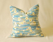 Pillow Cover Blue Craftsman Style Floral Vintage 16"x16"