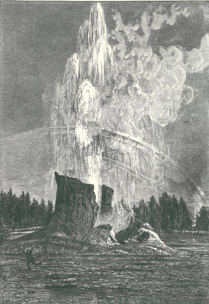 1895  Giant Geyser  Yellowstone Harry Fenn Wood Engraving