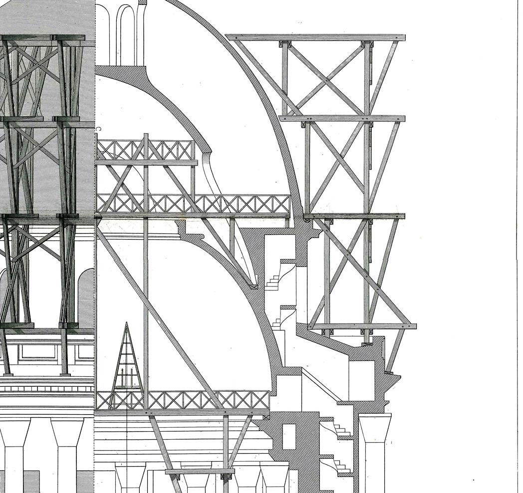 Architect Drawing Paris Pantheon Restoration 1873 Neoclassical Building Decor
