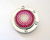 Pink Circle foldable bag hanger, purse hook, bag holder made with Swarovski flatback crystals
