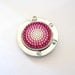 Pink Circle foldable bag hanger, purse hook, bag holder made with Swarovski flatback crystals