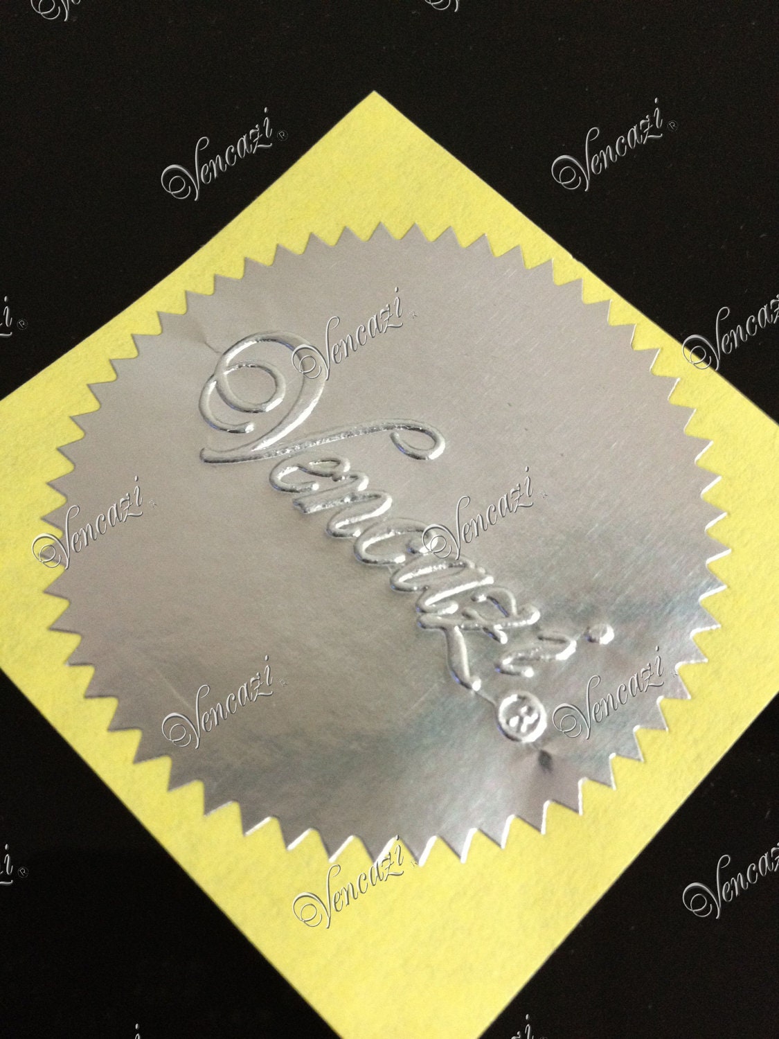 2" Serrated Ready Made Custom Logo Seal Sticker 100pcs Pack - Silver Foil (plus GIFT)