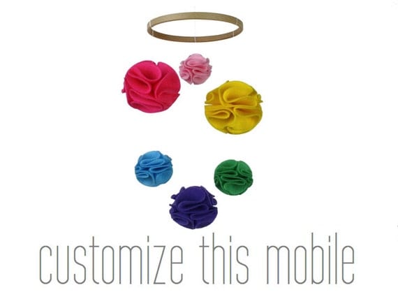 Custom Pom Pom Mobile - Modern Nursery Mobile - Rainbow Mobile - Customized Baby Crib Mobile - Personalized Mobile - You Choose the Colors