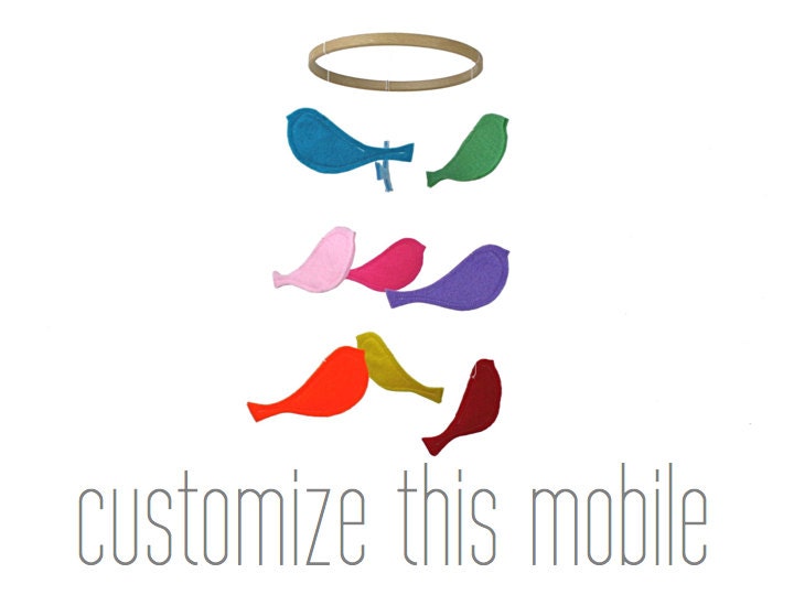 Custom Bird Mobile - Rainbow Mobile - Customized Baby Crib Mobile - Personalized Mobile - You Choose the Colors