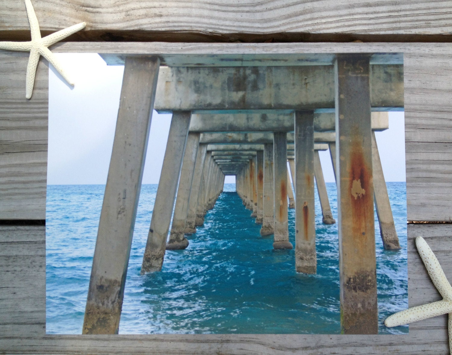 Beach Home Decor. Beach Photography Print of an Ocean Pier. Turquoise Sea. Ocean Wall Art - Pier 1