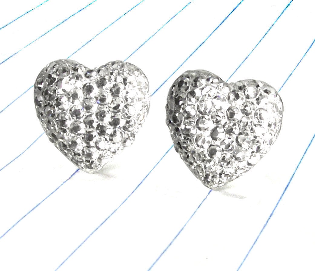 Clear Earrings on Heart Earrings   Heart Studs   Heart Jewelry   Clear Earrings   Clear