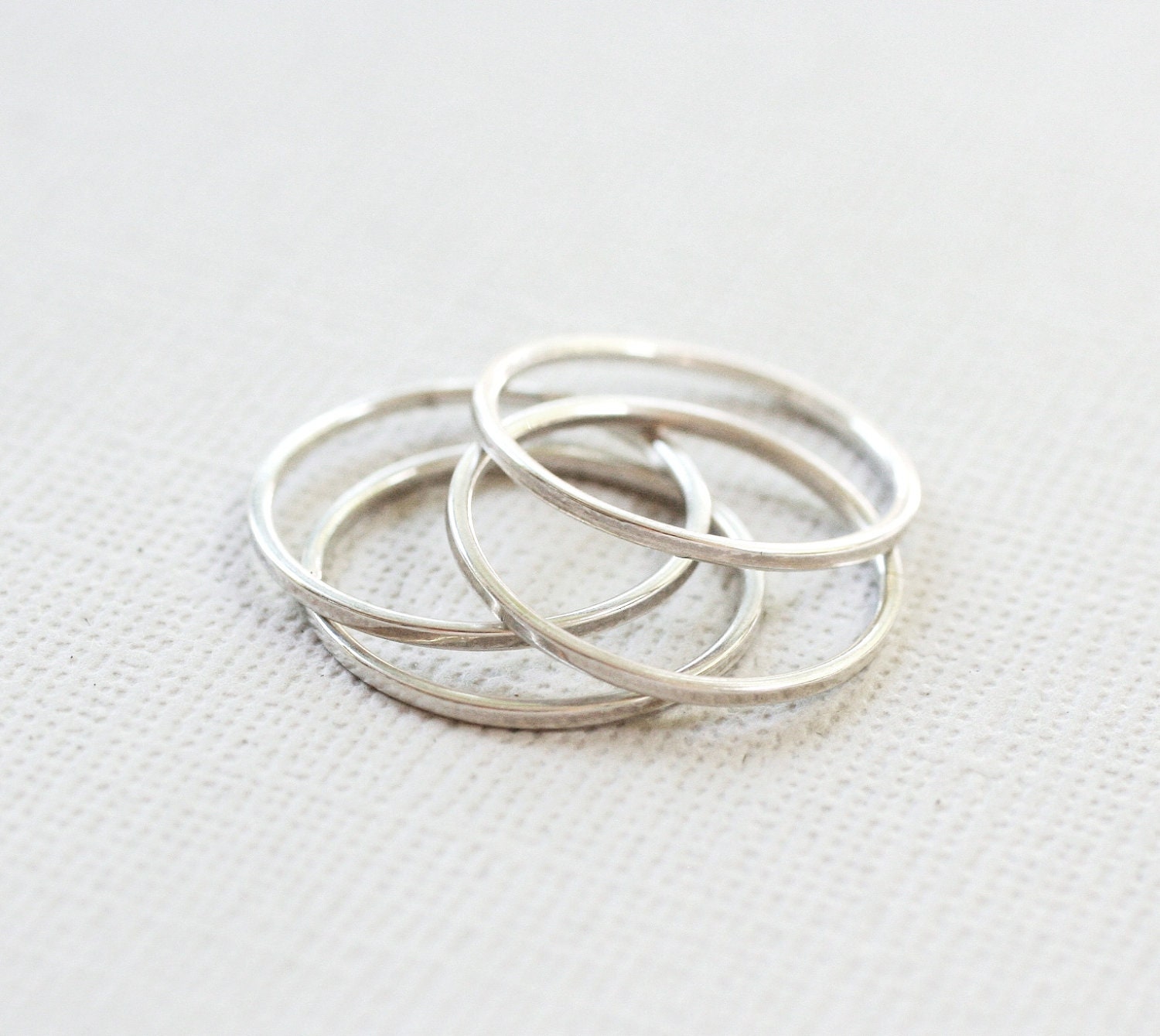 Set of 4 - Smooth Texture - Stackable Rings (STERLING SILVER)
