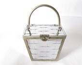 vintage 50s reflective silver basket weave bag. - GinnyandHarriot