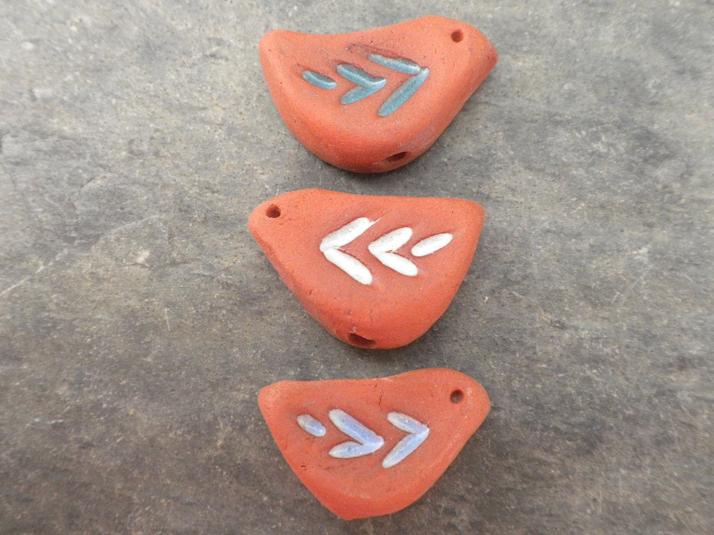 Flock- handmade ceramic bird bead set 1023