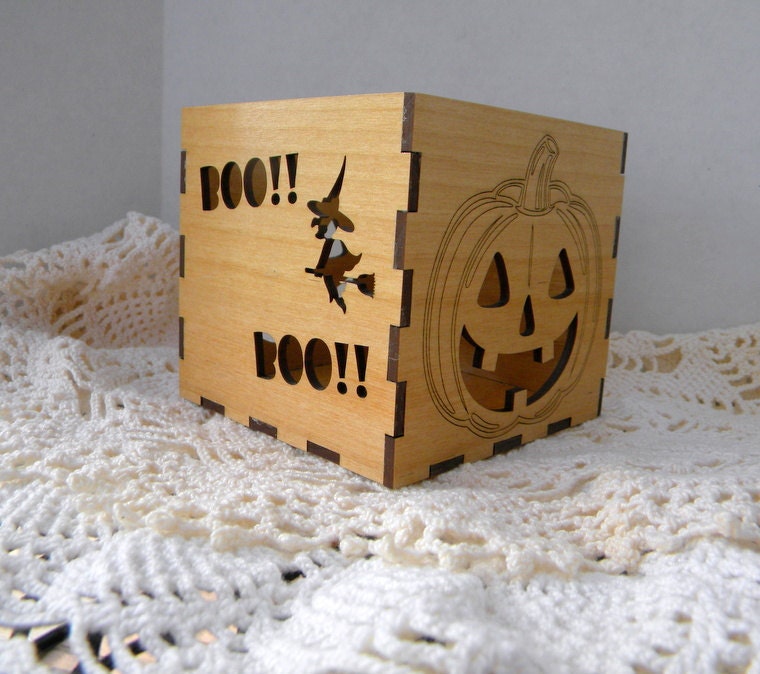 Halloween votive holder flower vase candy bowl laser cut  jack o lantern