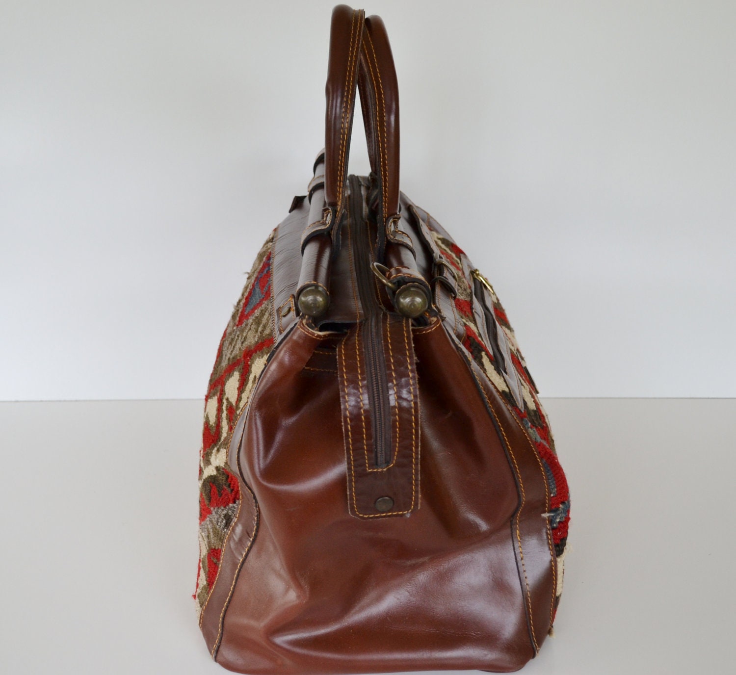 Vintage Carpet Bag Kilim Tapestry Weekender Bag
