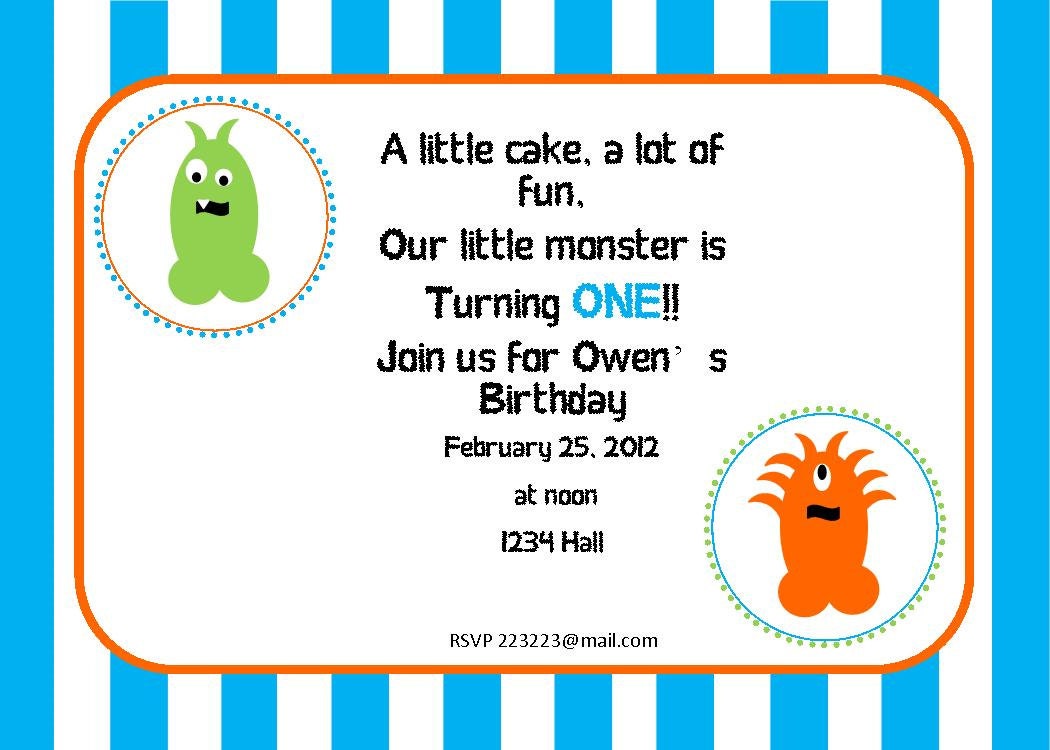 Lil' Monster Birthday Party Invitation Il_570xn