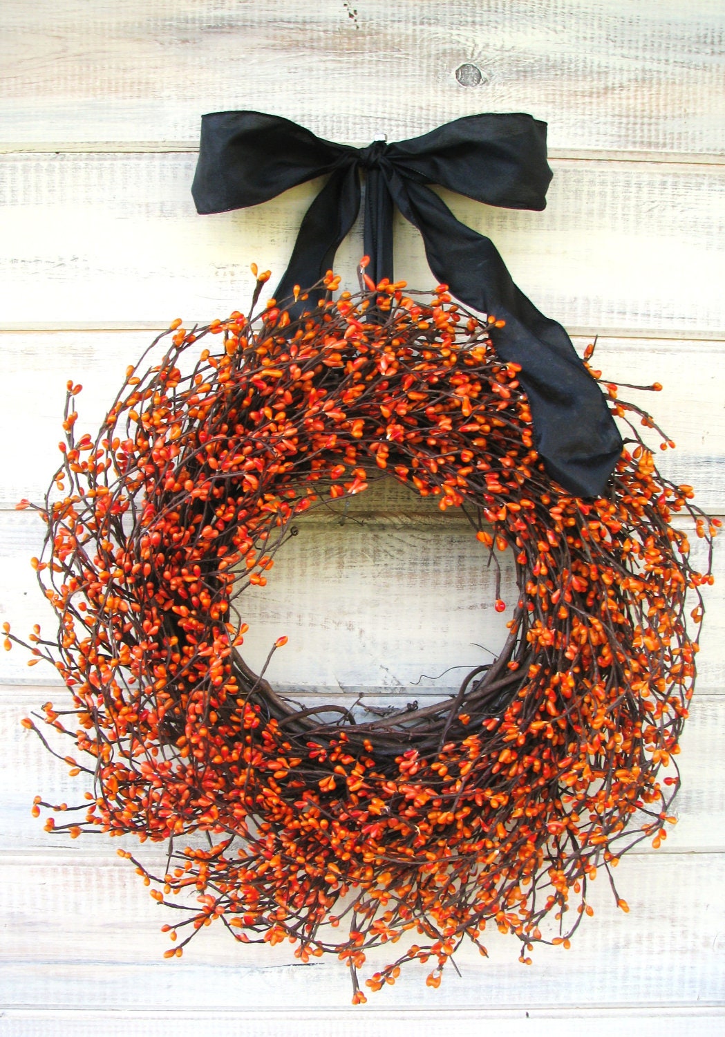 HAUNTED HALLOWEEN-Orange & Black Wreath-Halloween Decor-Fall Wreath-Scented Pumpkin Spice-Choose your Scent and Ribbon