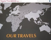 World Map Poster, 16X20 Inches, World Travel, Honeymoon, Vacation Art, Travel Map, Christmas Gift, Holiday Gift