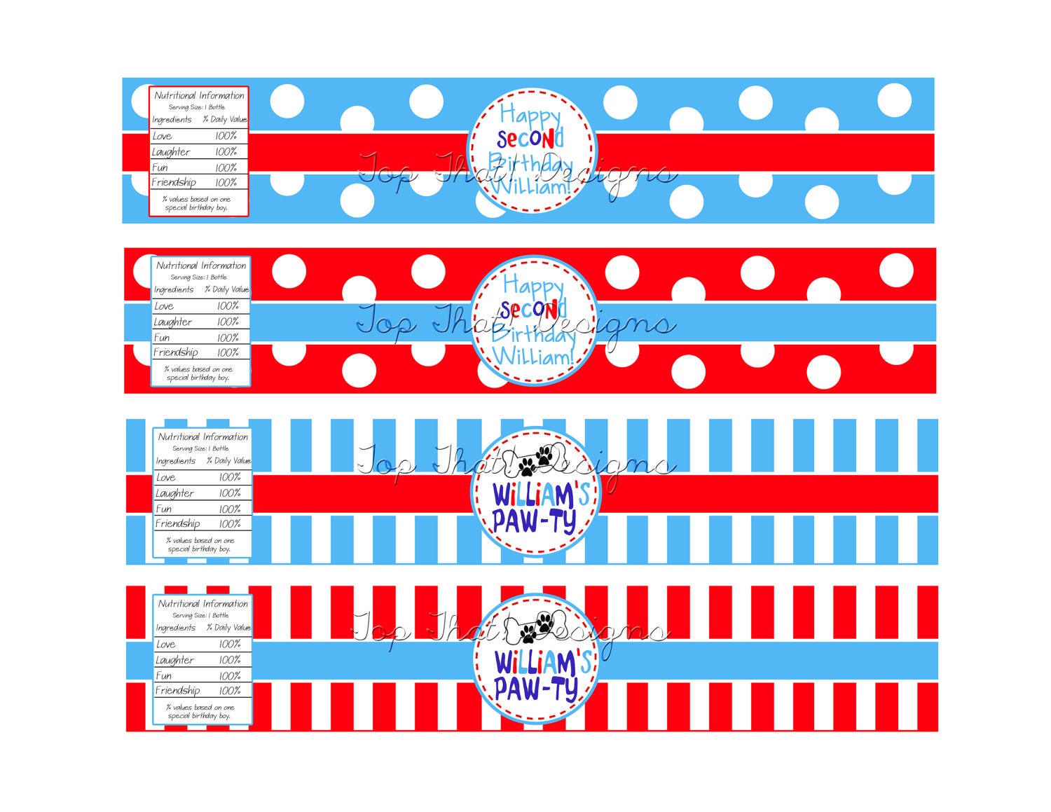 Puppy Party Water Bottle Labels-Printable