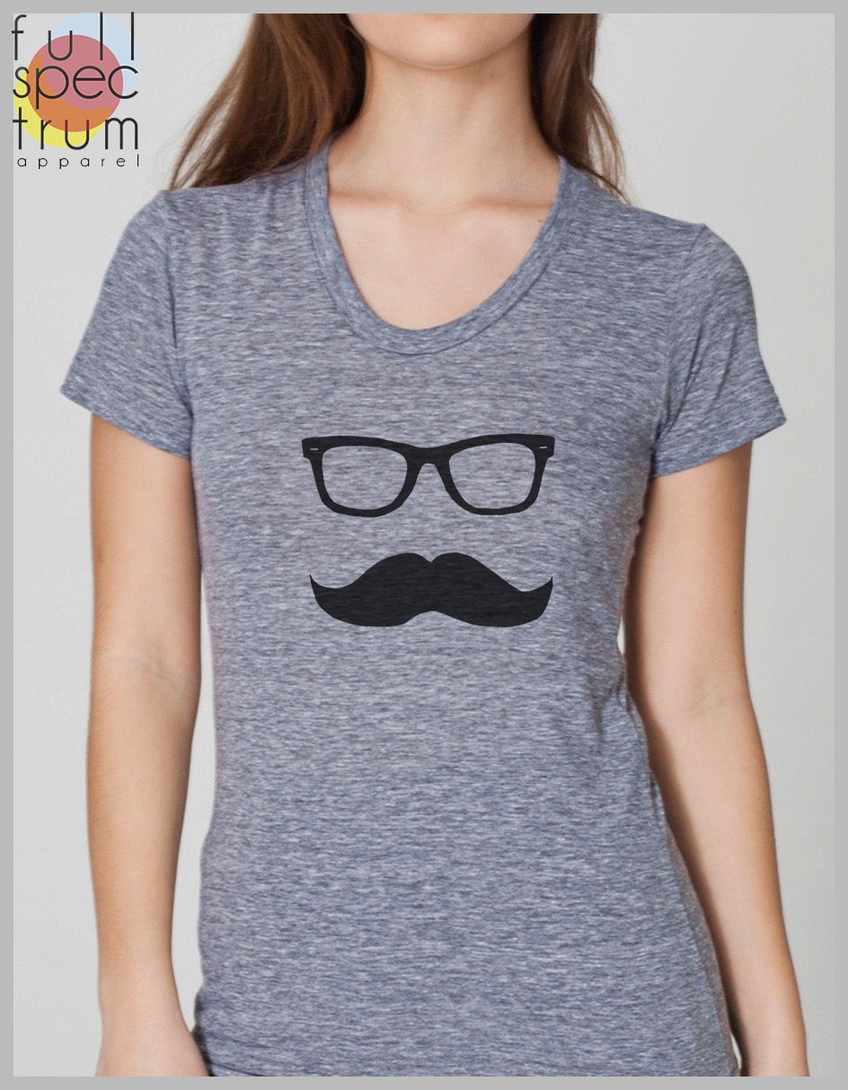 Women's T Shirt Mustache Wayfarer American Apparel S, M, L, XL 8 Colors