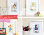 Girls Nursery Print. Individual Alphabet prints. 5x7 Wall art for Girls. Pick your favourite.