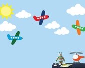 Airplanes Wall Decal REUSABLE Decal - Childrens Decals - B604WA