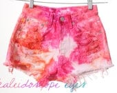 Vintage Levis 501 High Waist Colorful  MARBLED Dyed Denim Cut Off Shorts XS