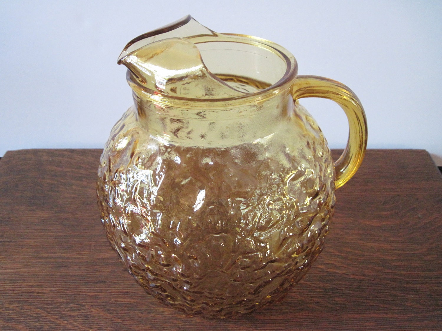 Anchor Hocking Milano Lido Pitcher, Amber Pitcher, Vintage Milano Lido Pitcher