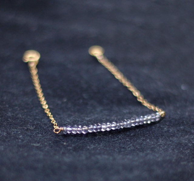 blue iolite - beaded bar bracelet