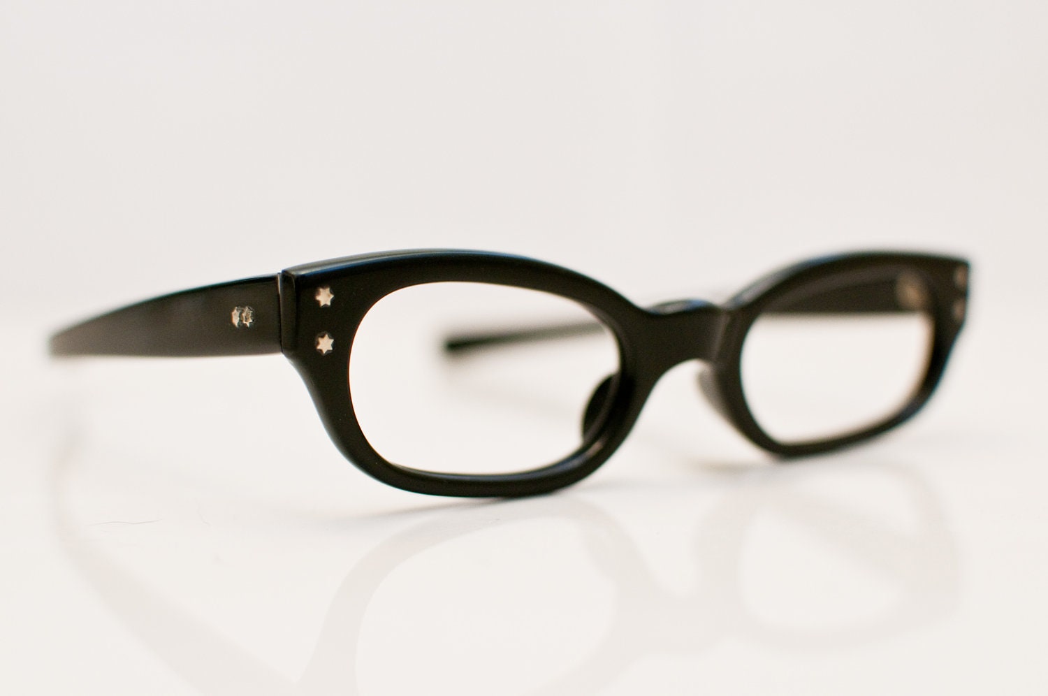 1960s Womens Cateye Glasses: Black Starlet