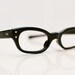 1960s Womens Cateye Glasses: Black Starlet