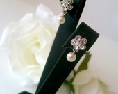 Flower girl earrings art deco crystal rhinestone tibetan silver post earrings wedding jewelry flower girl gifts bridesmaid gifts