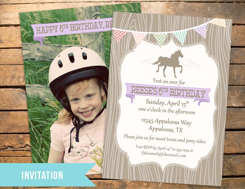 Pony / Horse and Rider Invitation in Vintage Colors Il_170x135