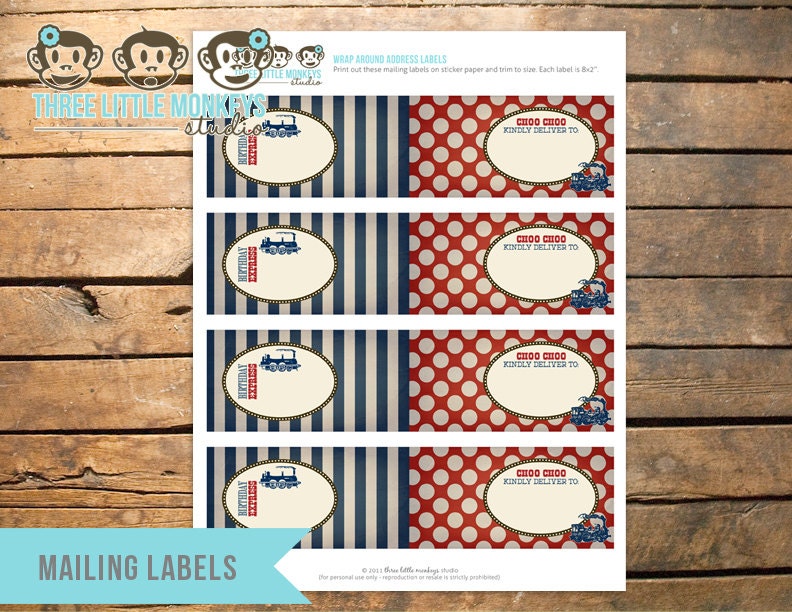 Vintage Train Wrap Around Mailing Labels Il_570xn